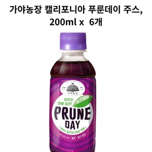 가야농장 캘리포니아 푸룬데이 주스, 200ml, 6개