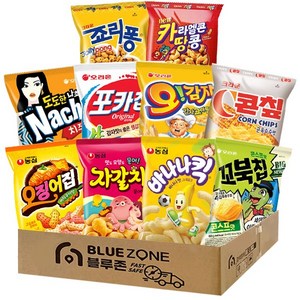 블루존 과자세트 10종(오징어집+자갈치+바나나킥+꼬북칩+도도한나쵸 치즈+포카칩+오감자+콘칲+카라멜콘땅콩+죠리퐁), 50g, 10개