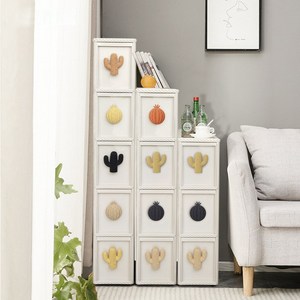 Maxinsk 레인보우 틈새 수납장 플라스틱 이동식 서랍장 다용도 정리함 4단, 화이트, 1개