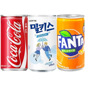 코카콜라&환타오렌지&밀키스190ml X 각10개(총30개) 업소용/콜라/환타/밀키스/탄산음료/미니음료/소캔, 90개, 190ml