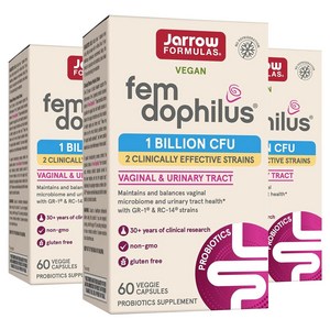 재로우 우먼 펨-도필러스 유산균 10억 베지테리안 캡슐, 60정, 3개