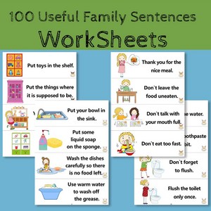 Useful Family English Sentences 일반적인 영어 상황 홈스쿨 워크북 학습 영어 유아 스티커북, Had Copy - 100 Senten