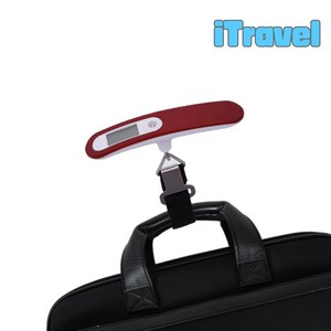 iTravel 휴대용 핸드저울 여행용 수화물 캐리어 러기지 저울 휴대용 매달림 무게측정 가방, 레드, 1개