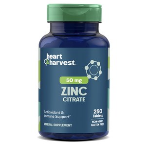 Heart & Harvest 50mg 아연 시트레이트 타블렛, 250정, 1개