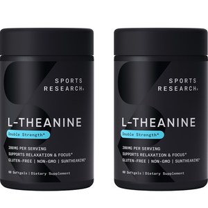 스포츠리서치 L-테아닌 200mg 소프트젤 글루텐 프리, 60정, 2개