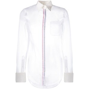 톰 브라운 RWB 플래킷 시스루 실크 셔츠, 화이트계열, Italy 40(KR 55)