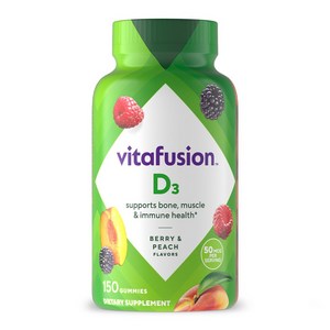 Vitafusion 비타민 D3 2000 IU 본 & 이뮨 서포트 피치 블랙베리 스트로베리 구미, 150정, 1개