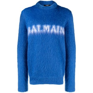 발망 로고 프린트 브러시드 피니시 스웨터, 블루계열, Standard L(KR 110)