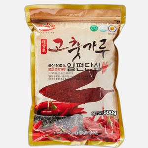 25년산 햇고추 국산 최상급 일편단심 해풍에 말린 태양초 고춧가루 일반 보통맛 / 최근제조 / 김치양념용, 500g, 1개
