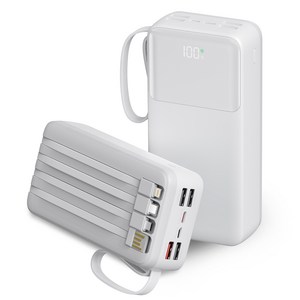 아우스힐 LCD잔량표시 QC 3.0 PD 22.5W 초고속충전 4개 케이블 멀티단자 대용량 보조배터리 30000mAh