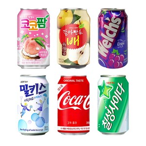 코카콜라 칠성사이다 밀키스 웰치스 포도 갈아만든 배 코코팜 피치핑크 355ml 6종 4개씩, 1세트