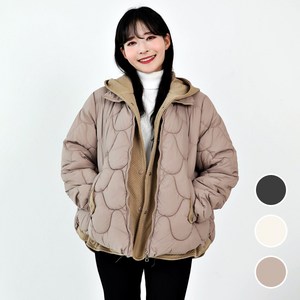 몬스터캐나다 여성 레이어드물결누빔패딩 / 두꺼운 볼륨감 따듯한 안감 체형보정 물결누빔