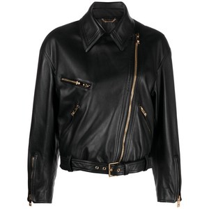 베르사체 가죽 바이커 재킷, 블랙계열, Italy 40(KR 55)