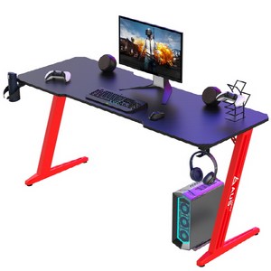 아우스 위너렉스 Z형 올인원 LED 컴퓨터책상 게이밍책상 사무용책상 학생책상 서재책상 1인용 2인용 800 1000 1200 1400 1600, 레드