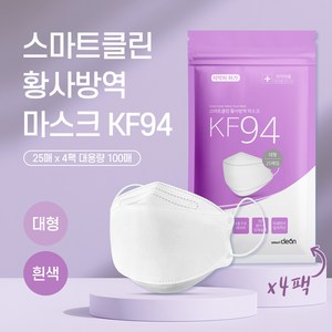 대용량 스마트클린 KF94 마스크 대형, 100매입, 1개, 흰색
