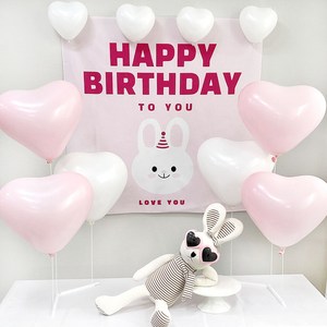 파티앤온 생일파티용품 현수막 풍선 세트 (선글라스포함), 1세트, 핑크토끼 생일세트