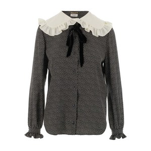 생로랑 생 로랑 피터팬 칼라 폴카 도트 블라우스