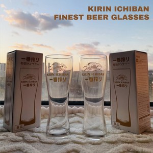 일본 직수입 기린 이치방 맥주잔 300ml, 5cm X 17cm, 2개