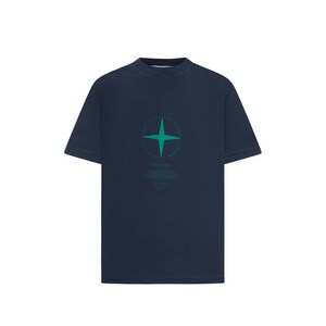 스톤 아일랜드 그래픽 프린트 크루 넥 티셔츠, 블루계열, Standard L(KR 100)