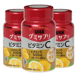 일본 UHA 고함량비타민C 비타민씨500mg 구미 젤리 어린이비타민C 고용량 온가족 30일분 3개, 60정, 3개