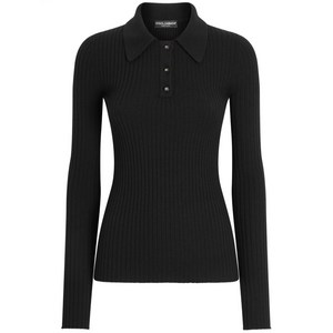 돌체앤가바나 DNA 골지 니트 폴로 셔츠, 블랙계열, Italy 46(KR 77)