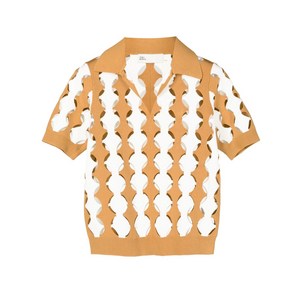토리 버치 컷아웃 폴로 칼라 티셔츠, 브라운계열, Standard S(KR S/M)