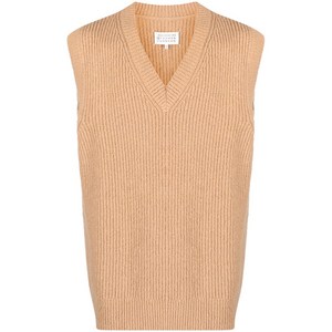 메종 마르지엘라 V넥 골지 니트 베스트, 브라운계열, Standard XS(KR 90)