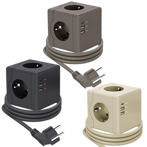 에코너 큐브 멀티탭 디자인 멀티콘센트 고용량 4000W 3구 USB C타입 SF코팅