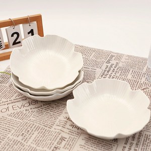 BLOWFISHFUGU 북유럽 화이트 꽃잎 접시 예쁜 파스타접시 샐러드 접시 20CM 500ML
