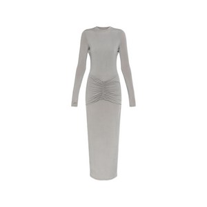 발망 주름 오픈 백 맥시 드레스, 그레이계열, Standard L(KR 66)