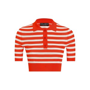 돌체앤가바나 스트라이프 폴로 탑, 화이트계열+레드계열, Italy 40(KR 44)