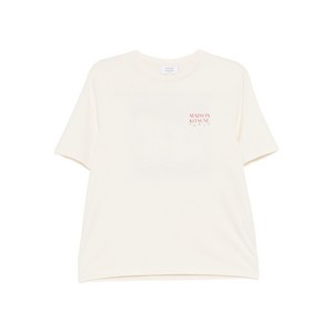 메종키츠네 로고 프린트 크루 넥 티셔츠, 베이지계열+레드계열, XL(KR 88)