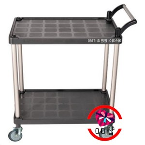 돈쓸어카 튼튼 서빙카트 2단 식당카트 주방카트 업소용서빙카트 가정용, 회색바퀴, 1개, 블랙+대