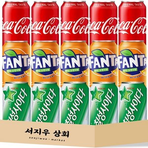 서지우상회 뚱캔 탄산 음료 3종 세트 칠성 사이다 5캔 오렌지 5캔 coca 콜라 5캔 총15캔, 1세트