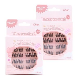 Char 핸드메이드 더 플러피 베이커리 파스텔 플러터 인조 속눈썹, 블랙, 2개