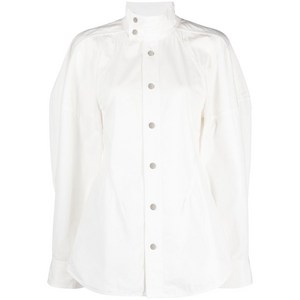 보테가 베네타 퍼프 소매 버튼 업 셔츠, 화이트계열, Italy 38