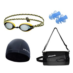 피닉스 아동 패브릭 수영용품 세트, 블랙