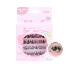 Char 핸드메이드 더 플러피 베이커리 블러시 마카롱 인조 속눈썹, 블랙, 1개