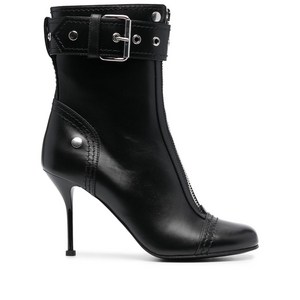 알렉산더맥퀸 버클 디테일 가죽 부츠 90mm, Italy 37(KR 240), 블랙계열