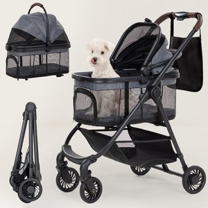 OJCME 접이식 반려동물 유모차 분리형 원터치 퀵볼딩 강아지유모차 중소형견용 개모차 고양이유모차 애견유모차