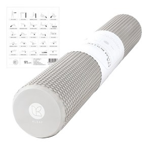 아리프 EVA 소프트 폼롤러 + 운동 가이드 포스터, 라이트그레이, 15 x 91 cm, 1개