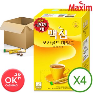 맥심모카골드커피믹스 180티백 4개 /무배, 12g, 200개입