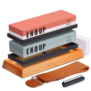 [ENDUP] 6종 양면 숫돌 400방/1000방+3000방/8000방 논슬립 받침대 가죽샤프너, 1번, 1개