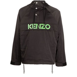 겐조 로고 프린트 새틴 후드 재킷