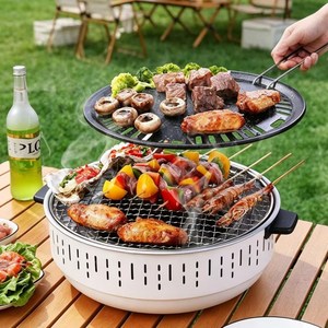 Oyoson 캠핑 바베큐그릴 휴대용 훈제 숯불 그릴 +고기 불판 가정용 다목적 세트