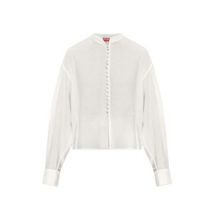 겐조 스탠드 업 칼라 긴소매 블라우스, 화이트계열, France 38