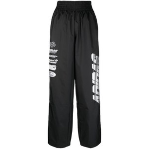 아디다스 로고 프린트 밴딩 웨이스트 트랙팬츠, 블랙계열, Standard XS(KR 44)
