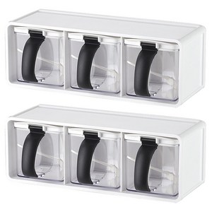 Yiqiong 벽걸이형 밀봉 양념통 세트, 화이트 양념통 3개..., 2개