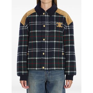 셀린느 트리오페 타탄 스웨이드 패널 재킷, 블루계열, FR 38(KR 55)