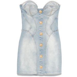 발망 데님 미니 드레스